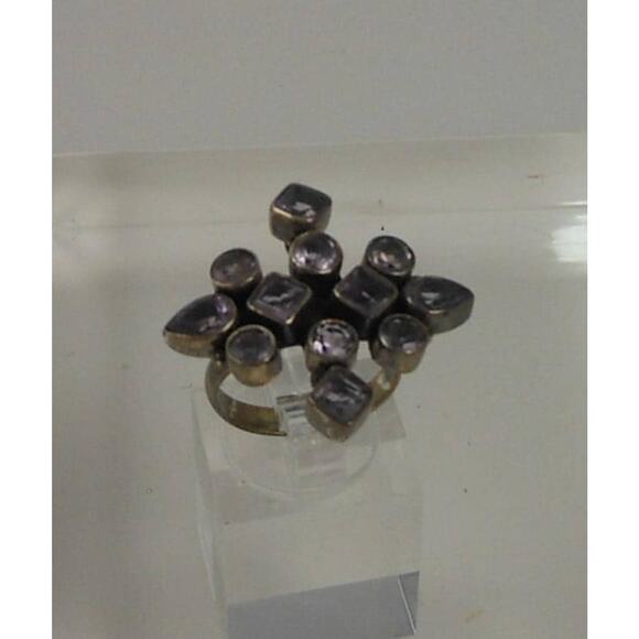 Handcrafted Sterling Silver Ring Vintage Natural Amethyst Size 6 Unique Design - Picture 8 of 9